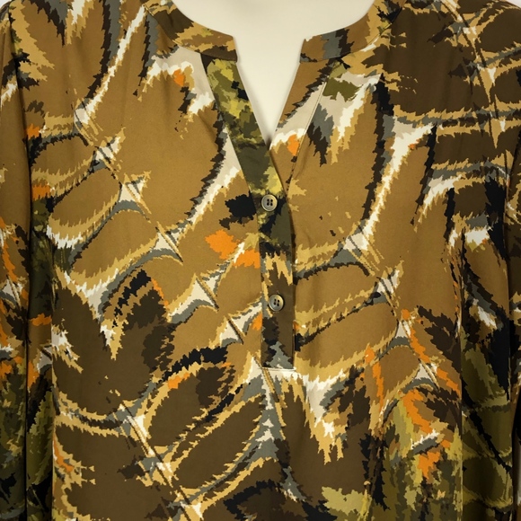 Susan Graver A-Symmetrical Career Brown Leaf Chiffon Blouse Top Plus 28W - Picture 6 of 8